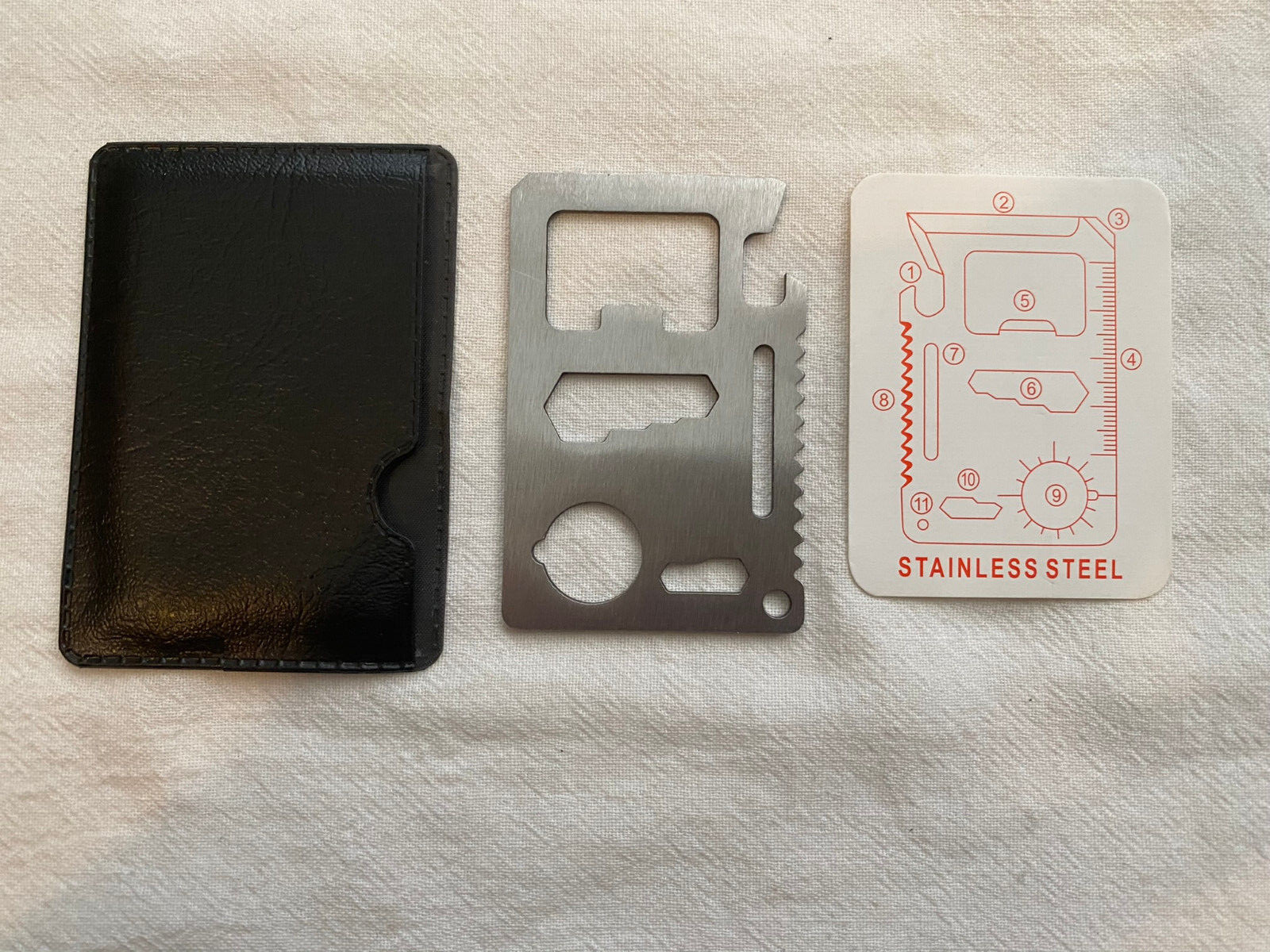 Stainless Steel Credit Card Tool 11 in 1 Multi Pocket Survival Camping Tool