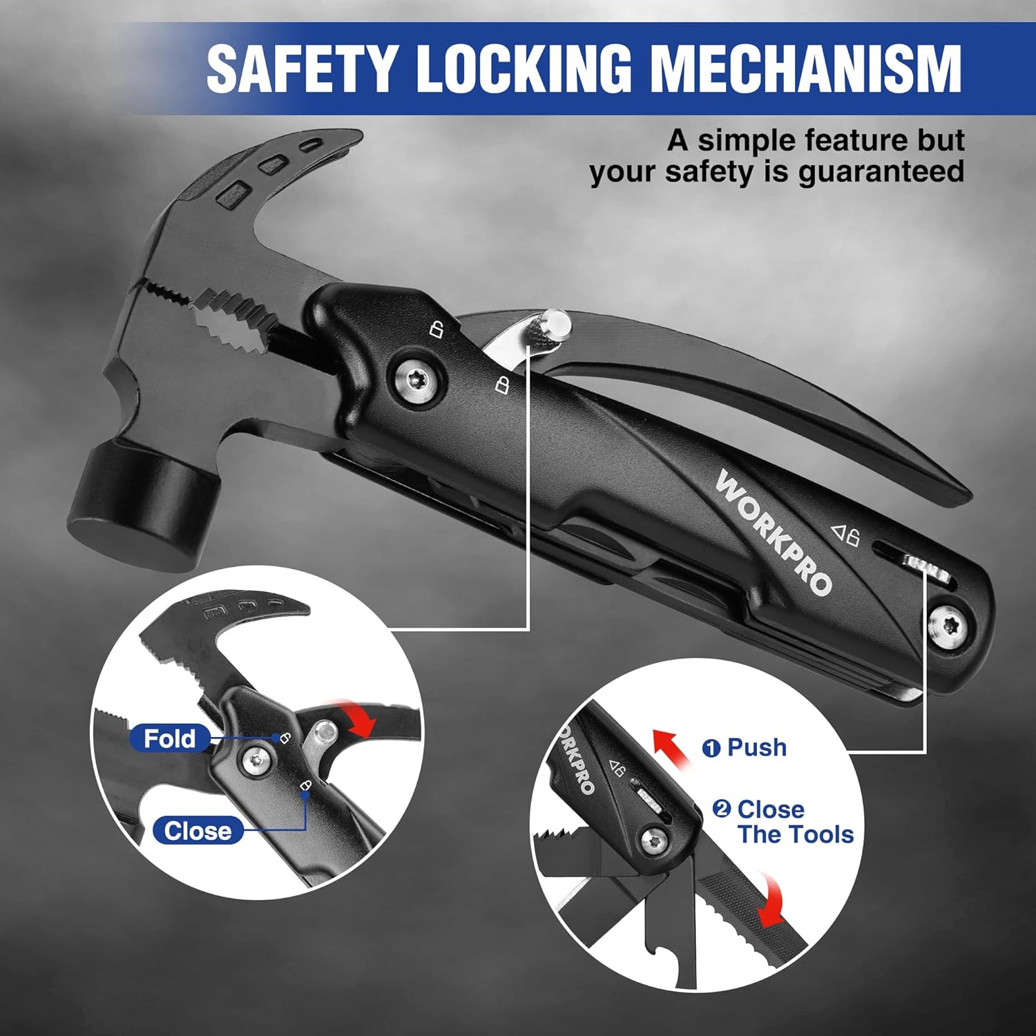 Multitool-12 in 1 Camping Tools with Mini Hammer-Edc Gear Multi Tools Hammer wit