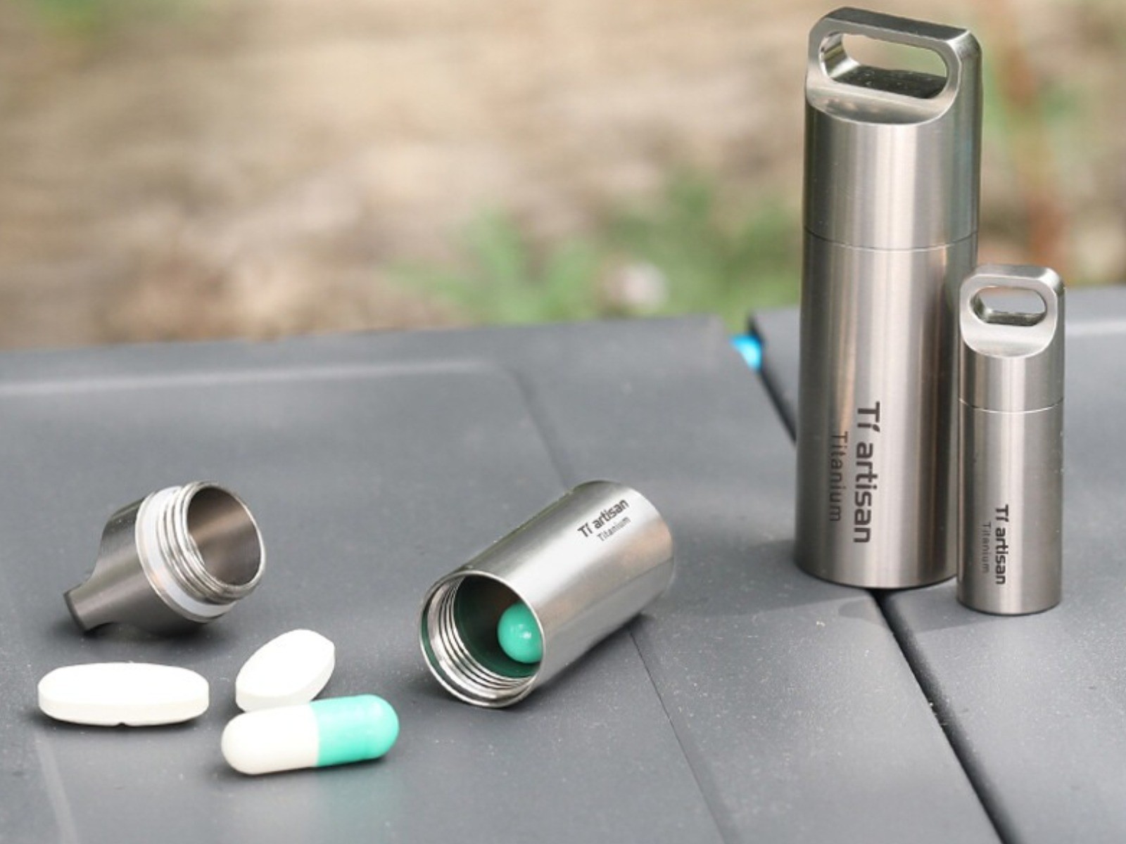 Tiartisan Outdoor Titanium Alloy Waterproof Pill Box Case Container Survival EDC