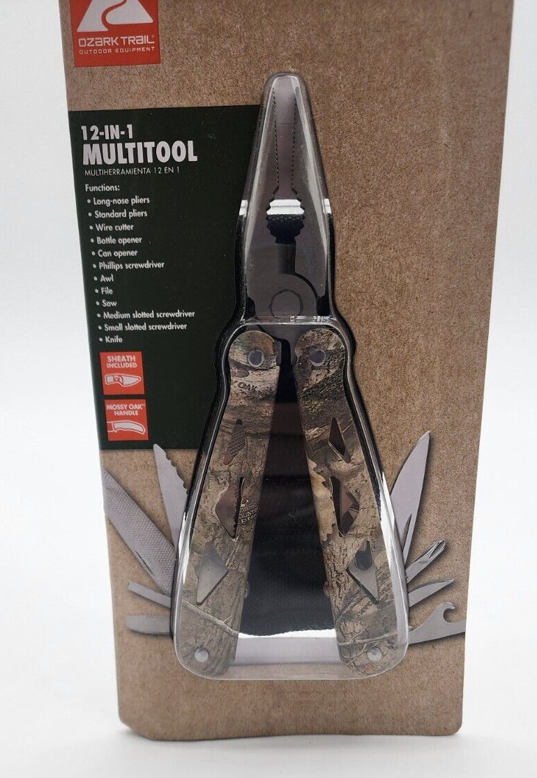 Ozark Trail 12-In-1 Multi Tool Outdoor Equipment includes Sheath Camo