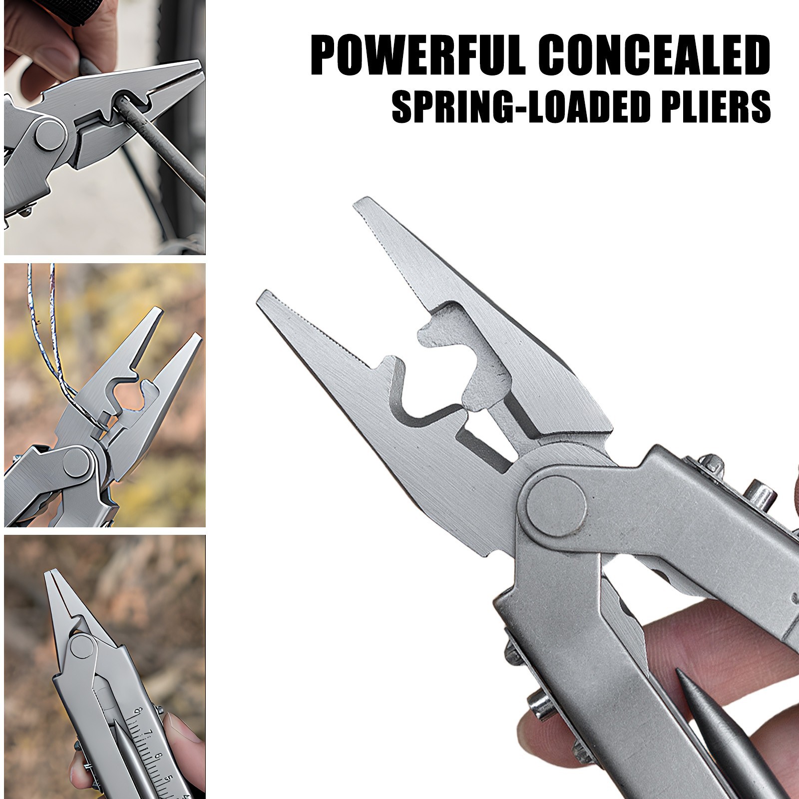 Multi functional telescopic pliers, portable camping tool pliers,Silver