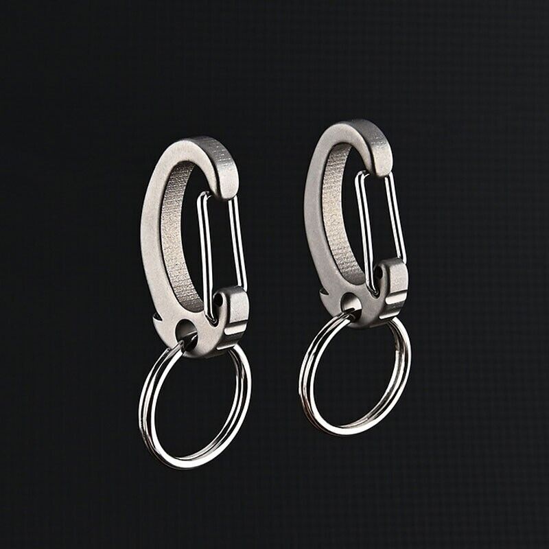 2PCS Mini Titanium Alloy Key chain Carabiner Outdoor Travel Hanging Buckle EDC