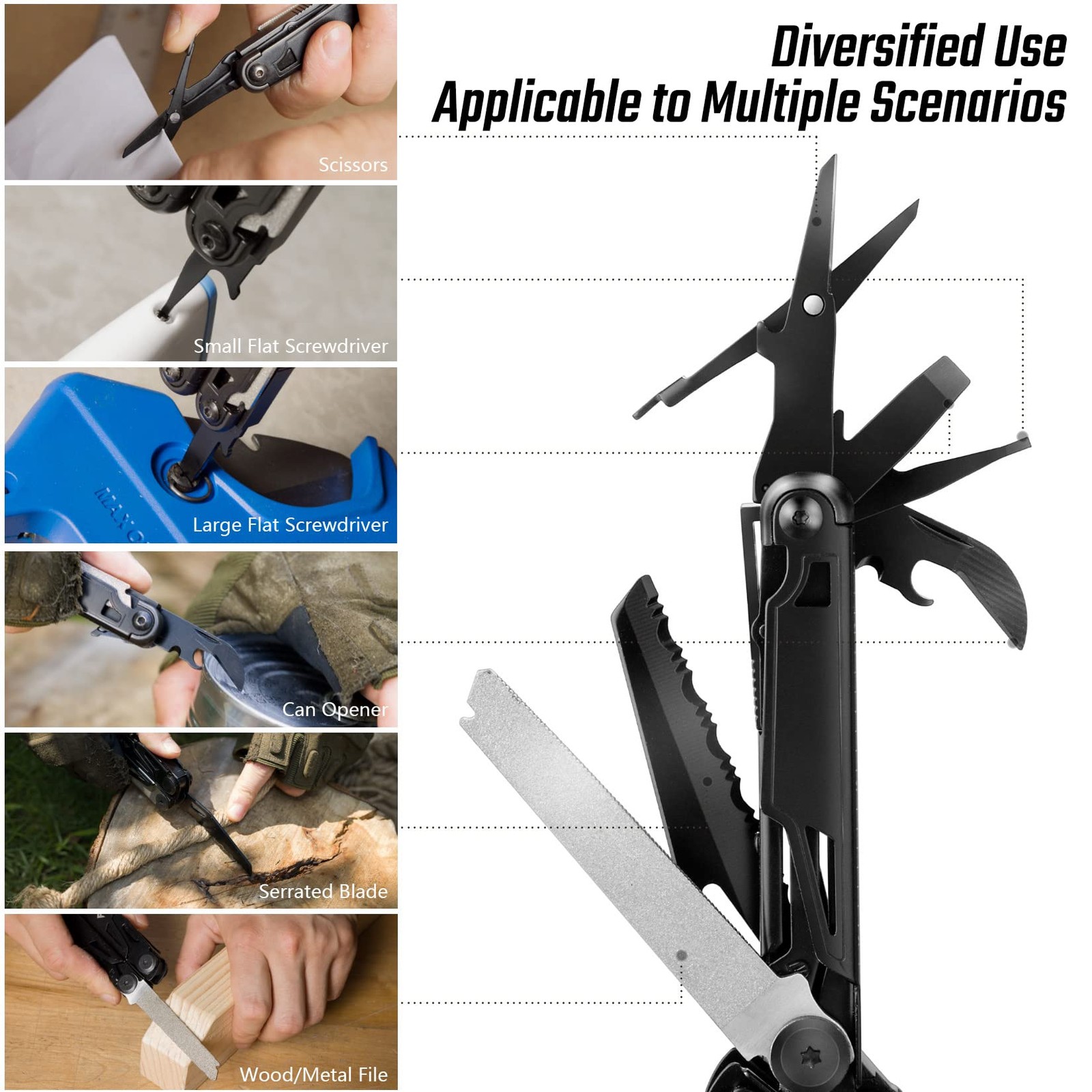 Multitool, 16-in-1 Multitools with Sheath, Stainless Steel EDC Multitool, Poc…