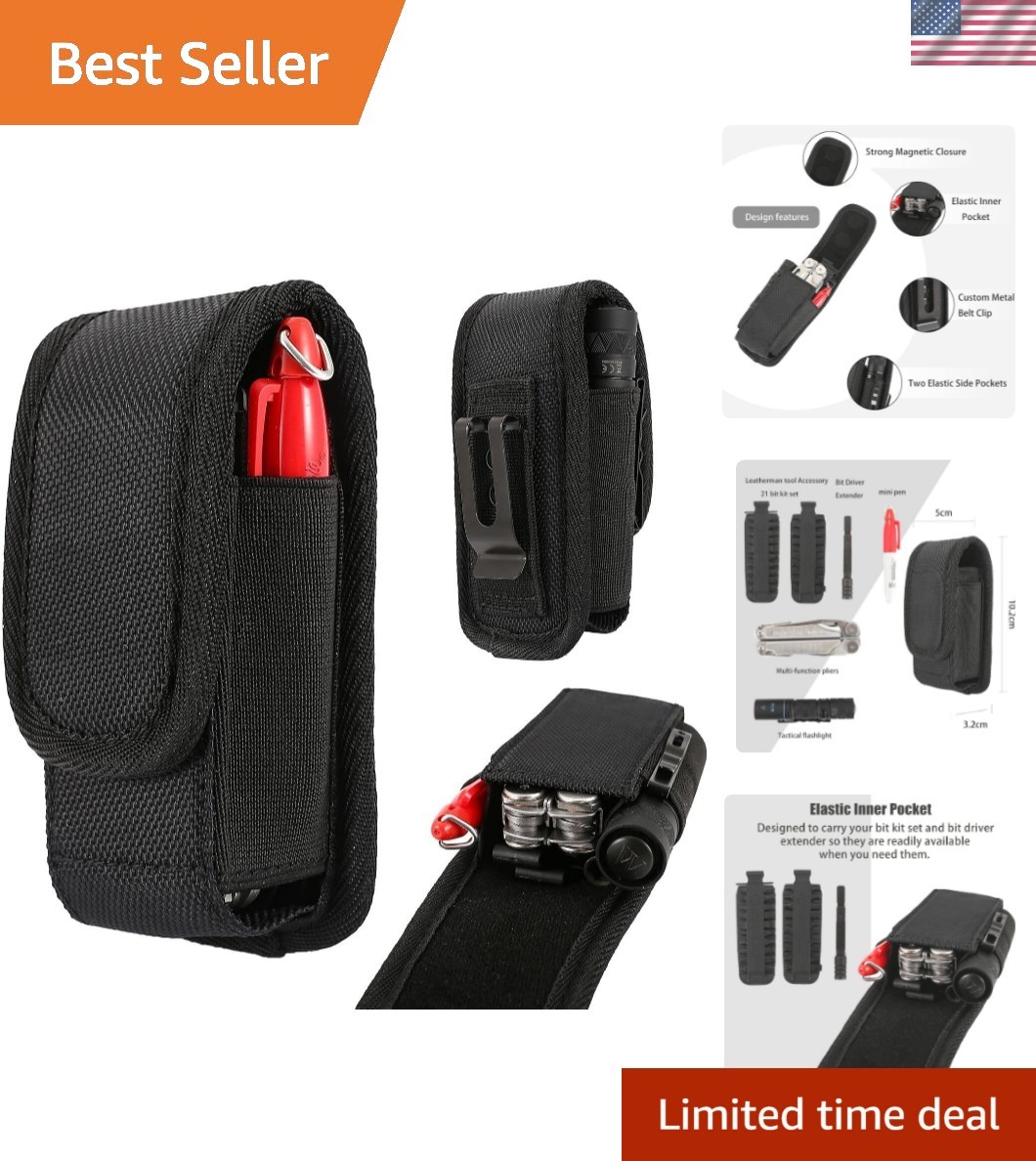 Multitool Sheath & EDC Belt Organizer—Fits Up to 5″ Tools in Black
