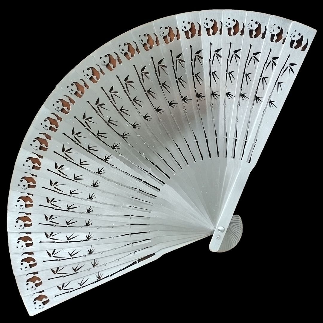 Stainless Steel Tactical Folding Fan Martial Arts Kung Fu Tool Panda Bamboo