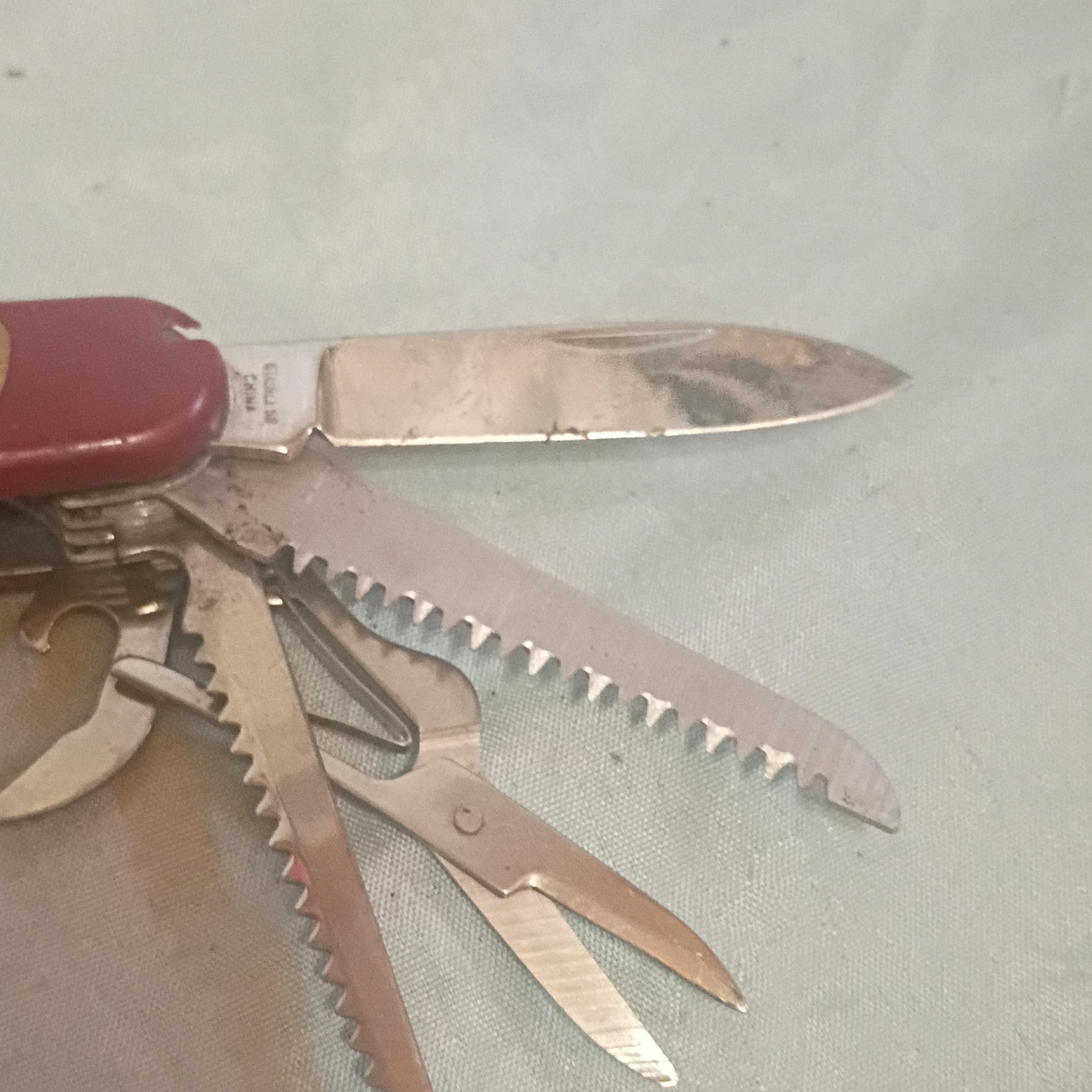Stainless Steel Multi-Tool Red Knife Scissors Corkscrew Saw Bottle Opener