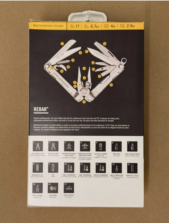 Leatherman Rebar 17 Tool Stainless Multi-tool in Stainless Color 831547