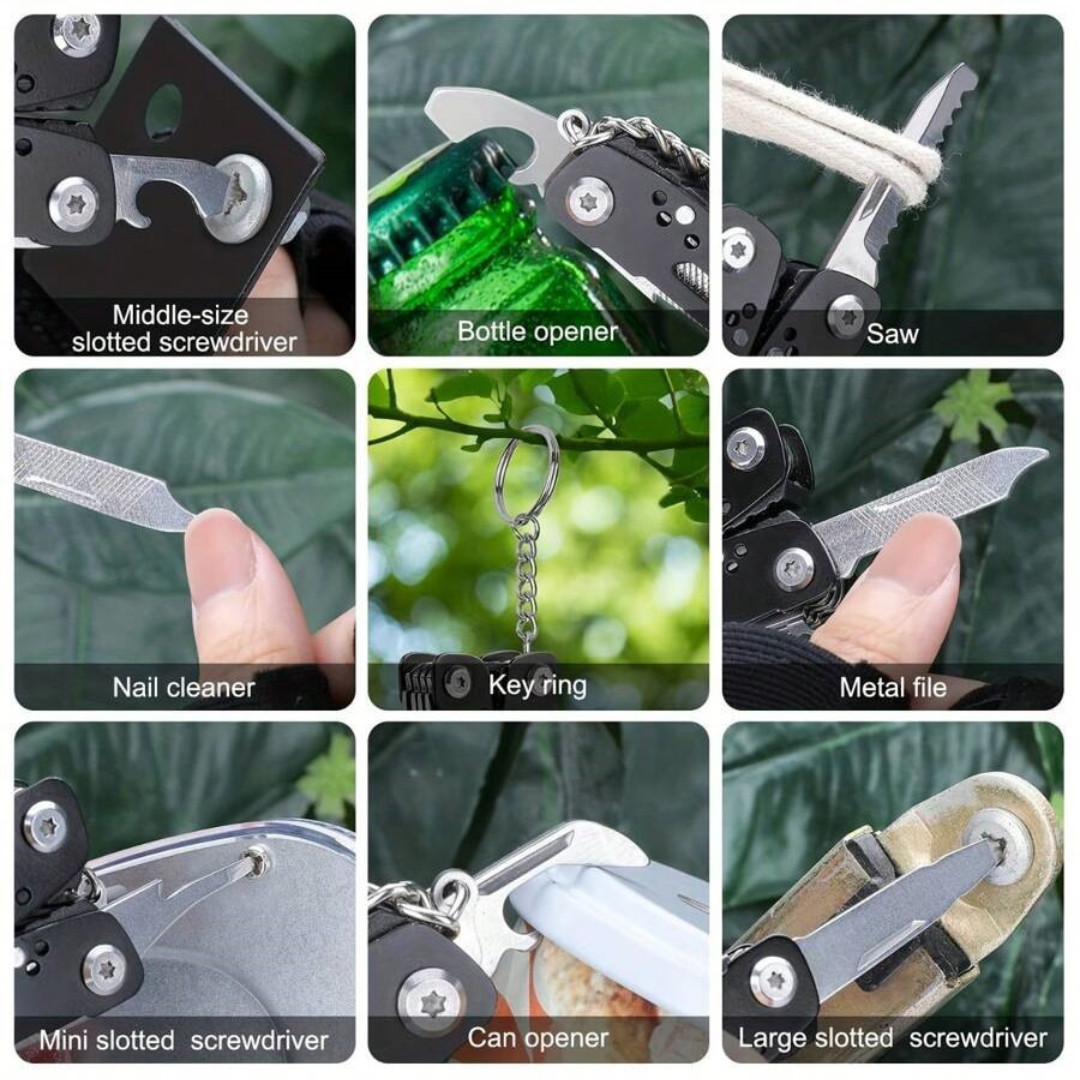 14-in-1 Stainless Steel Multi-Tool Pliers with Knife Screwdrivers & Nylon Sheath