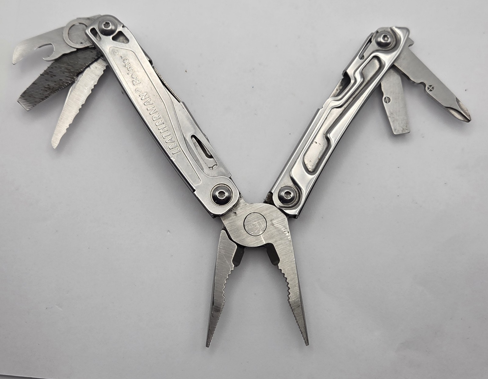 LEATHERMAN BOLSTER 13 TOOL STAINLESS STEEL MULTI-TOOL, EXCELLENT CONDITION!