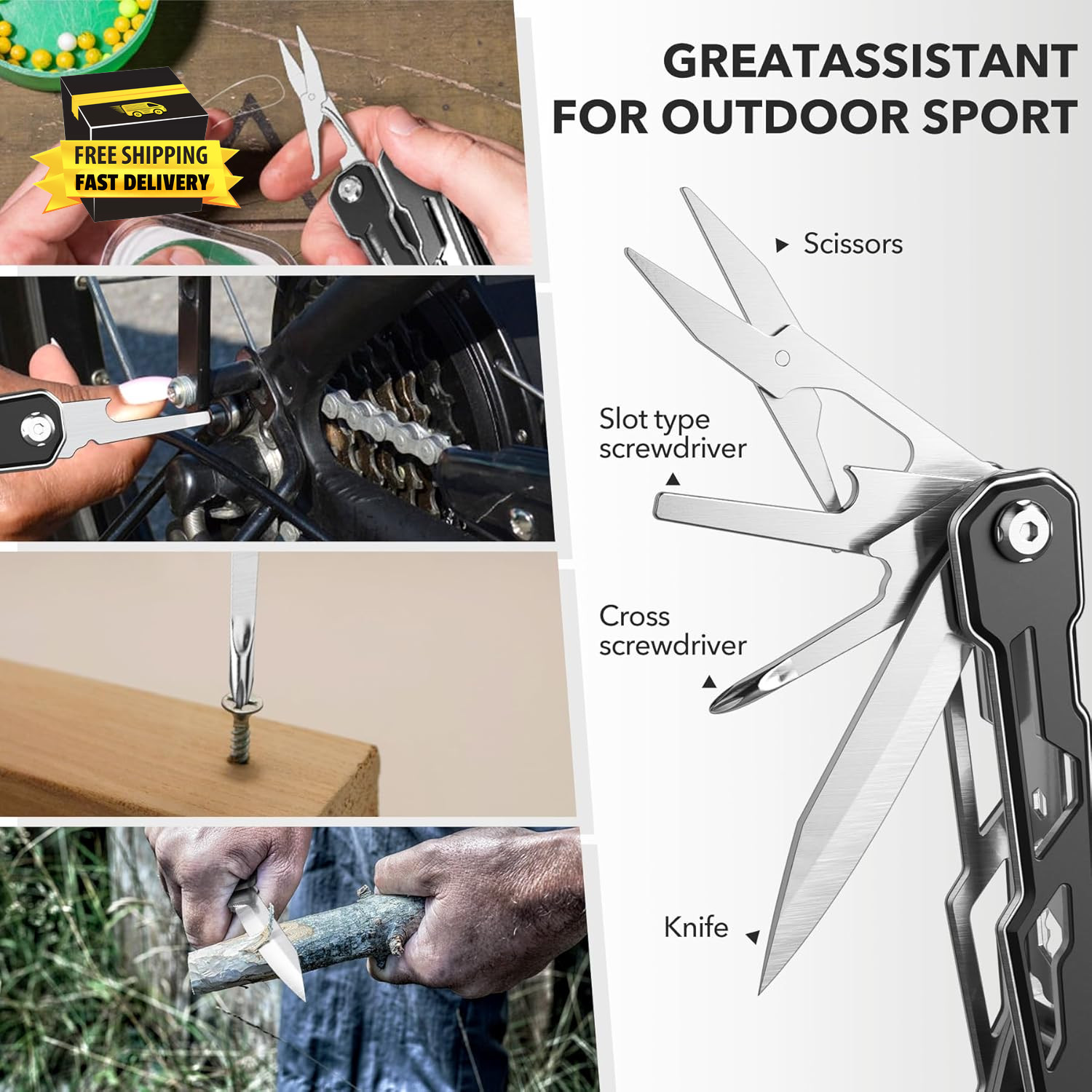 Multitool with Safety Locking,16-In-1 Multi Tool Stainless Steel Pocket Knife Se