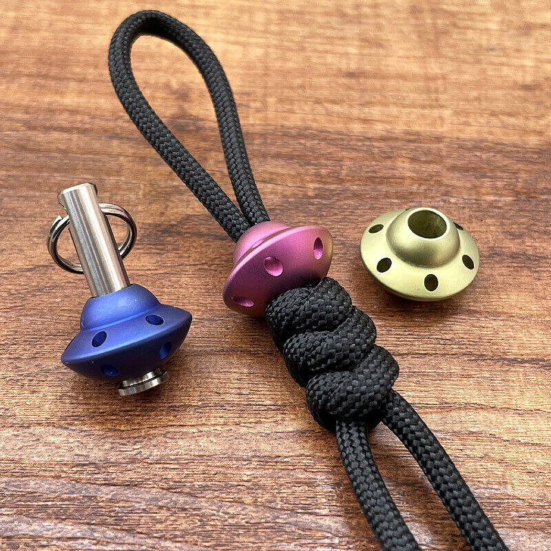 Titanium Alloy Folding Knife Handle Lanyard Bead Umbrella EDC Rope Tool Pendant