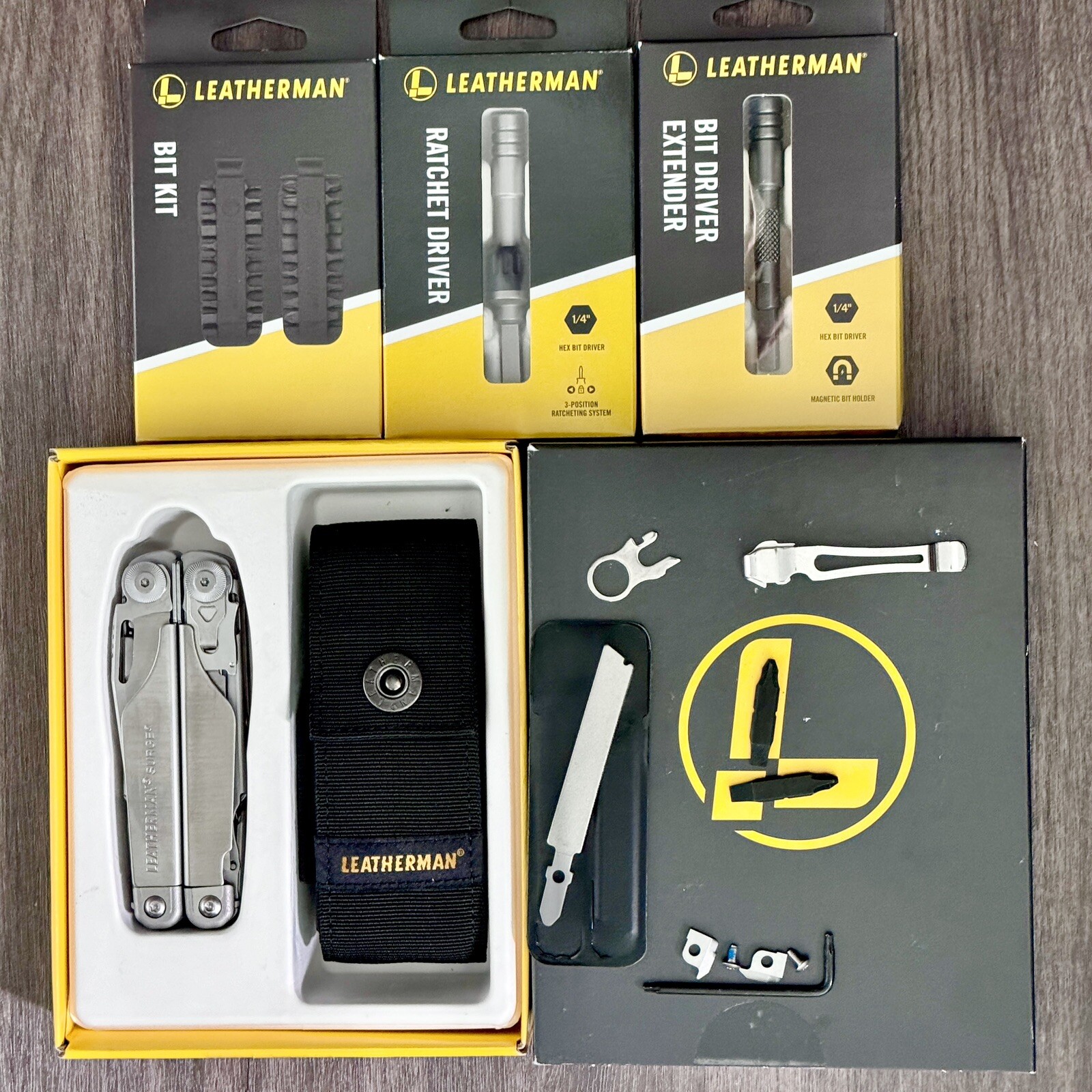 Leatherman Surge FULL SET/ Surge bundle Multitool w/Bit Kit Ratchet Driver+ MORE