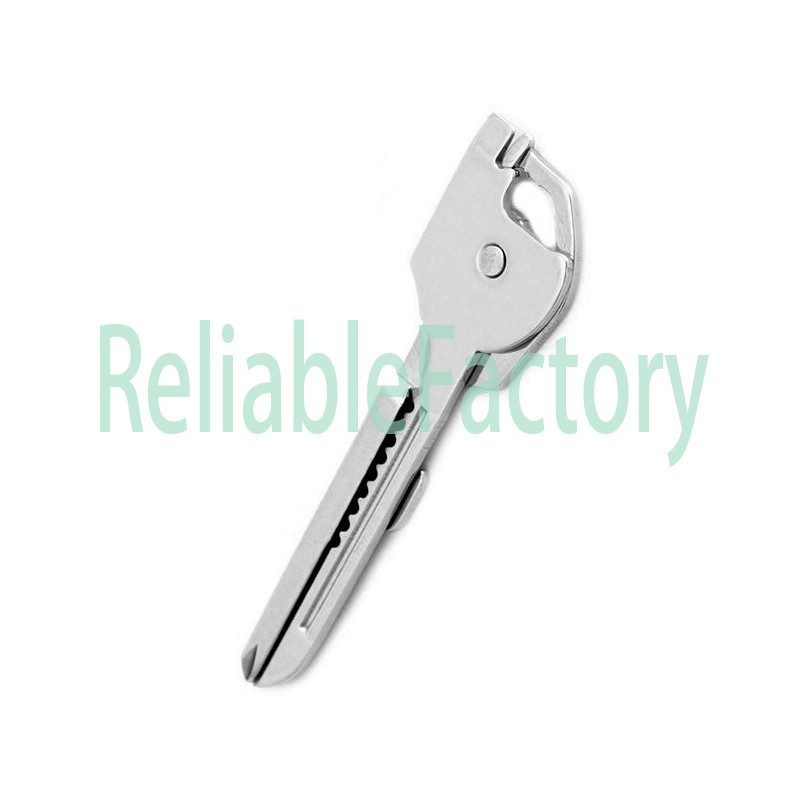 1PC 6-in-1 Utili Key Tool Keyring Keychain Multifunction Stainless Steel