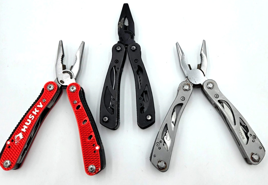 Lot of 3 Multi Tools Husky Winchester Appalachian Trail w/ Leather Pouch EDC