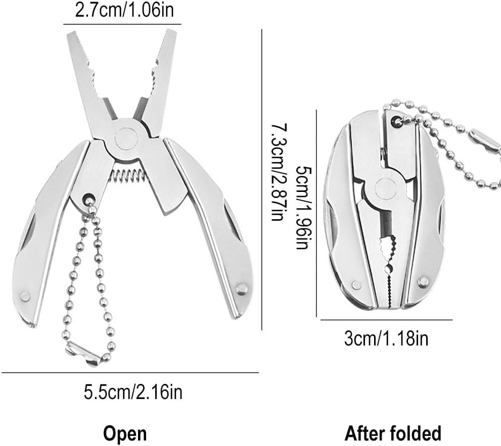 Portable Multi-Tool Pliers Combo Knife Bit ScrewDriver Keychain -Stainless Steel
