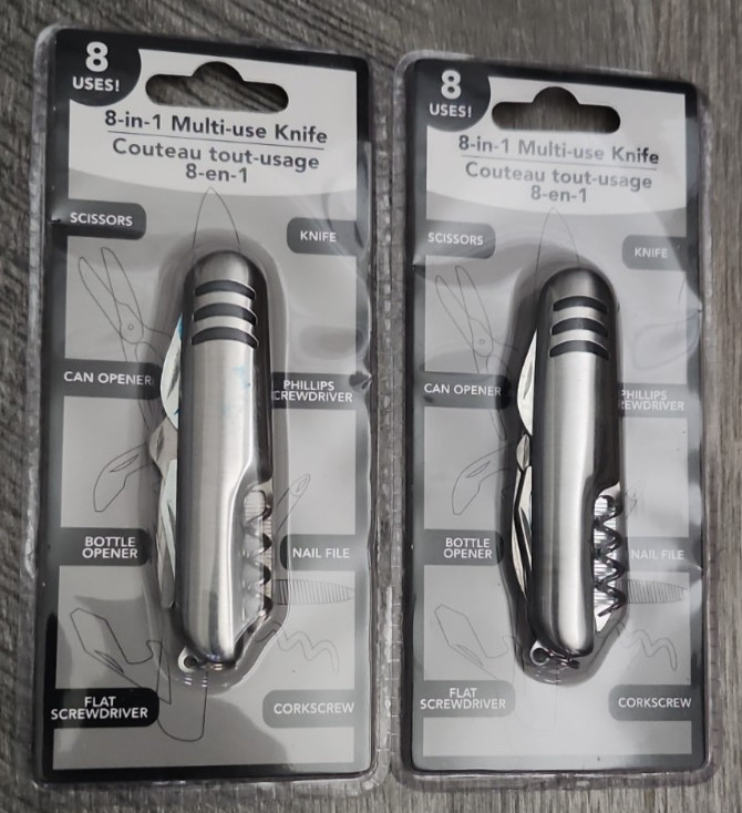 (2) 8 In 1 Multi Use Pocket Knife Great For Outdoors-Camping, Fishing, Etc. C2