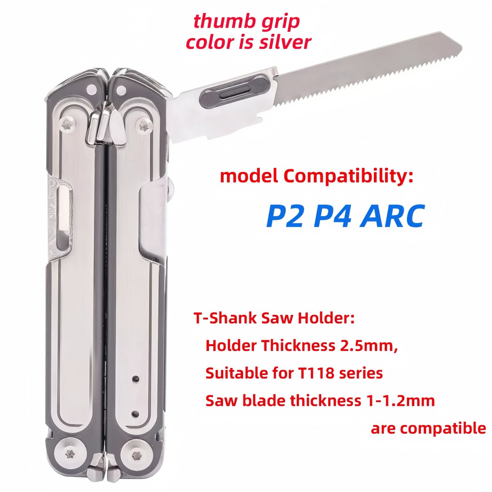 Stainless steel Saw T-Shank Holder with Thumb Grip for Leatherman Free P4 ARC