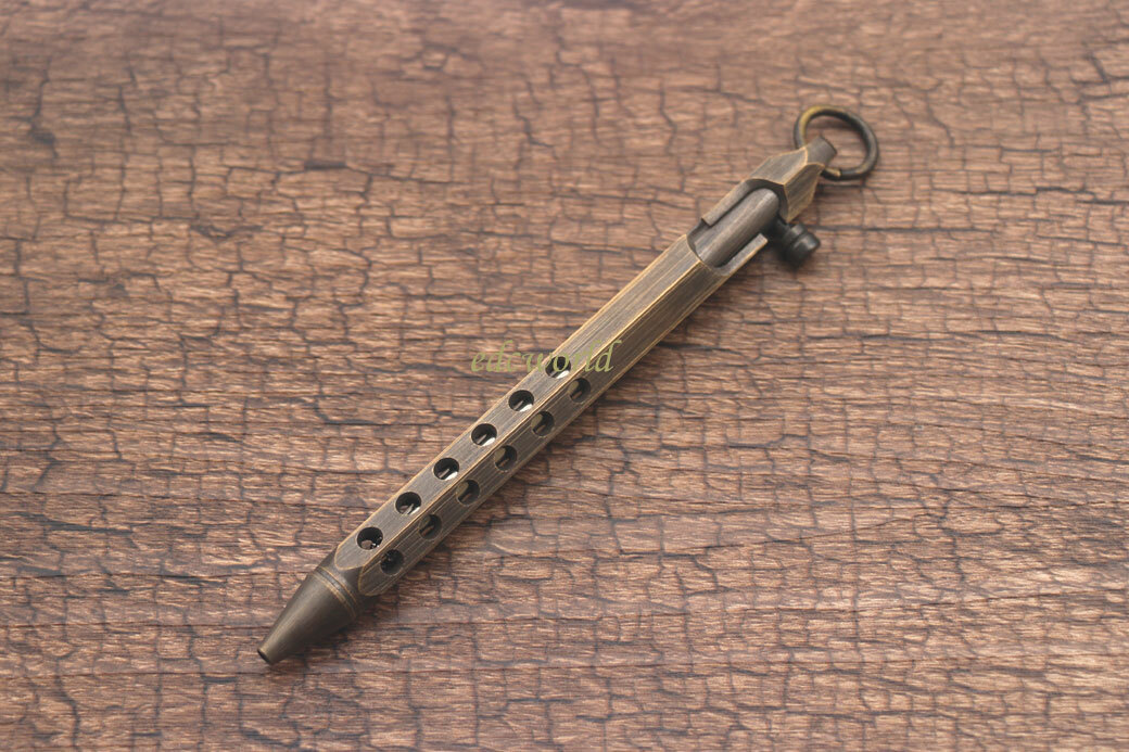 EDC Handmade Six-Edge Brass Pen Practical Ballpoint Pen Pocket Keychain Pen