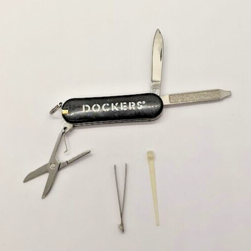 Dockers Gray Multi Tool Scissors File Plain Edge Knife Toothpick Tweezers