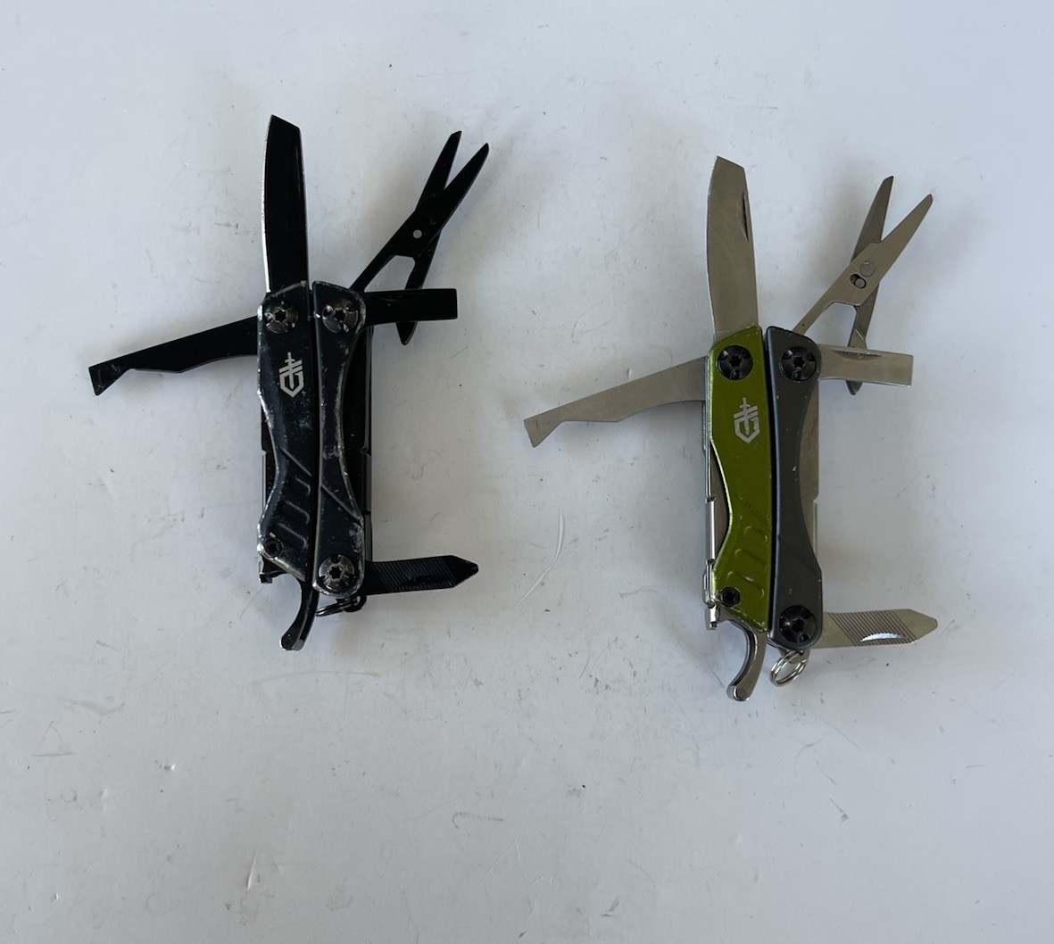 Lot 2 Gerber Dime Mini Multitools, Green / Black, Plain Edge, Scissors Fast Ship