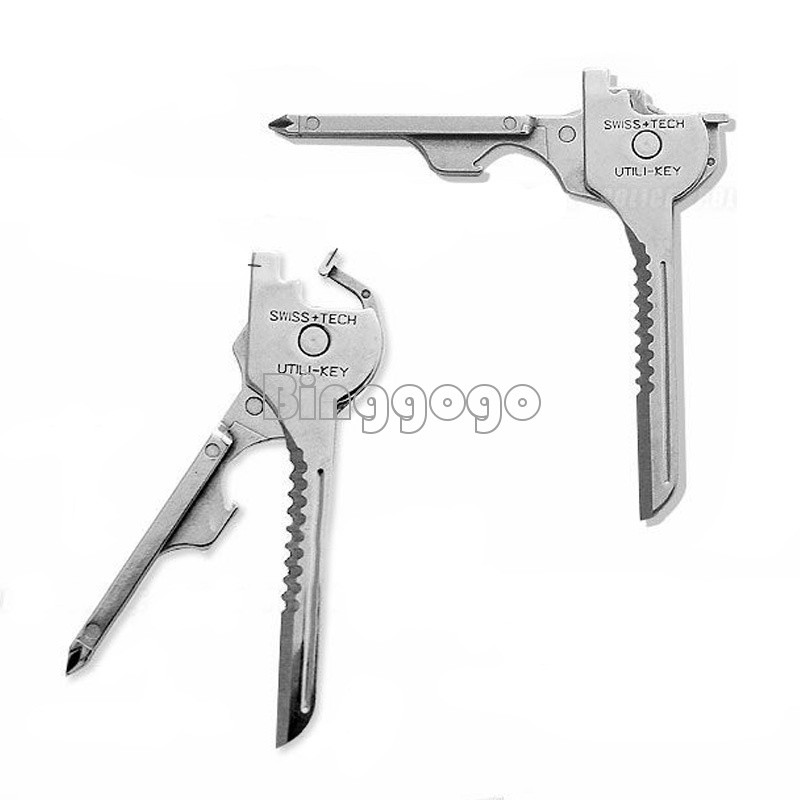 SWISS+TECH Utili-Key 6-in-1 Key Ring Chain Multitool Stainless Steel Pocket Tool