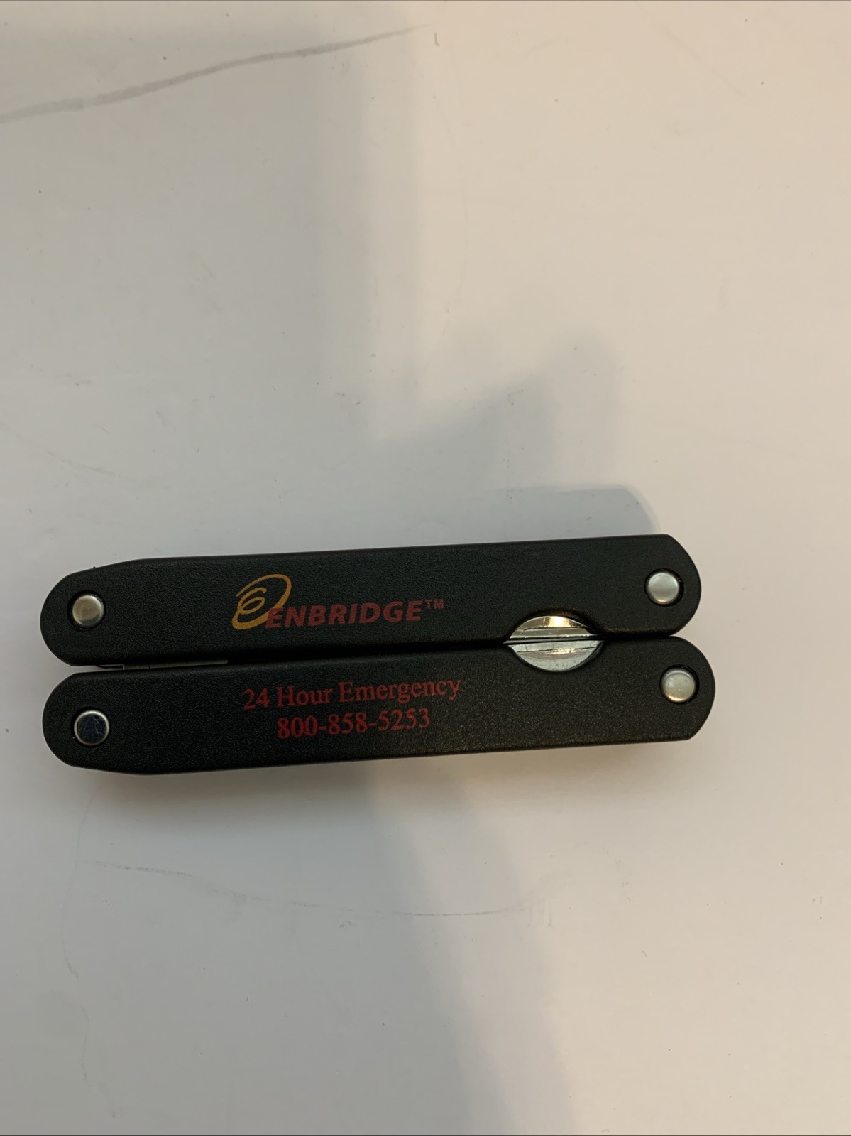 Enbridge Logo Multi Tool With Nylon Belt Sheath Stainless Steel Folded 5”