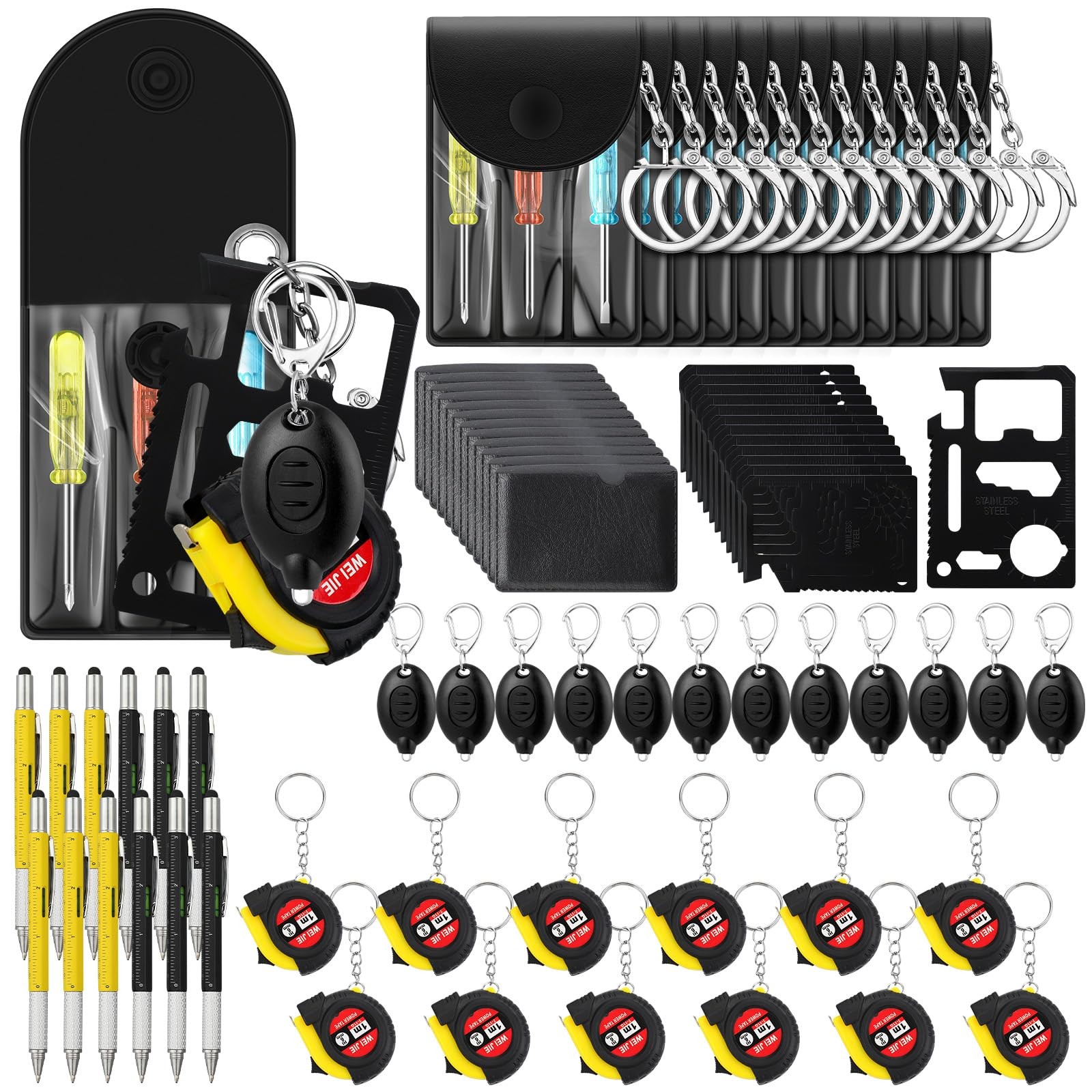 60 Pcs Mini Tape Screwdriver Keychain Set Multitool Pen Card Father’s Men Gif…