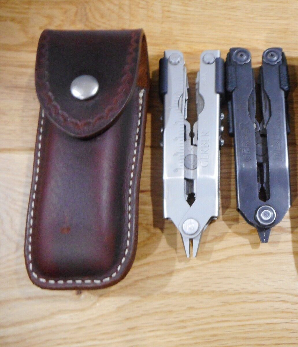 Gerber MP600 or Diesel multi tool leather sheath. Tooled. Sheath only.