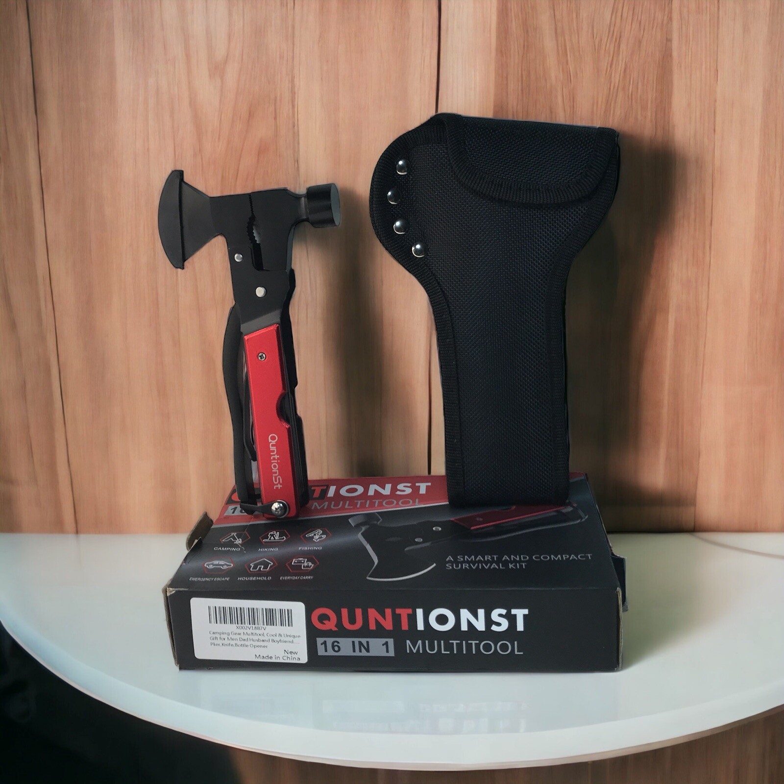QuntionSt 16 in 1 Multitool Hammer Knife Bottle Opener Wire Cutter Pliers etc.