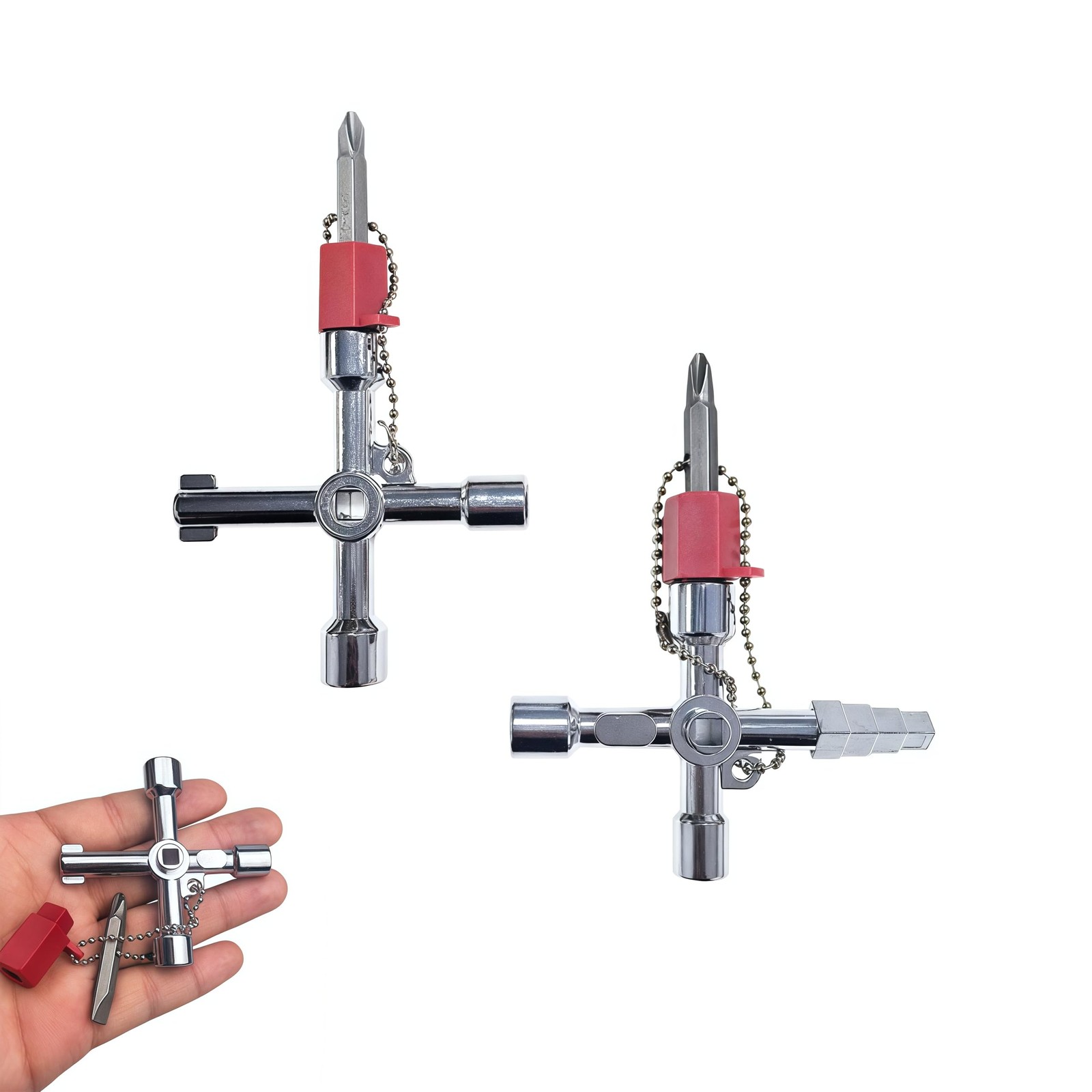 2pcs 4-in-1 Universal Utility Key, Zinc Alloy Plumber Electrical Tools, Durab…
