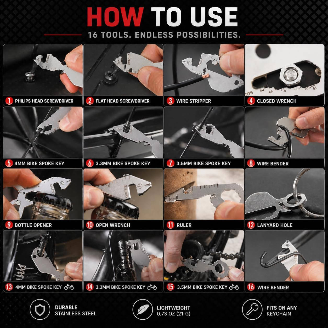 Multitool Keychain – Stainless Steel Key Ring Tool with Bottle Opener, Screwdriv