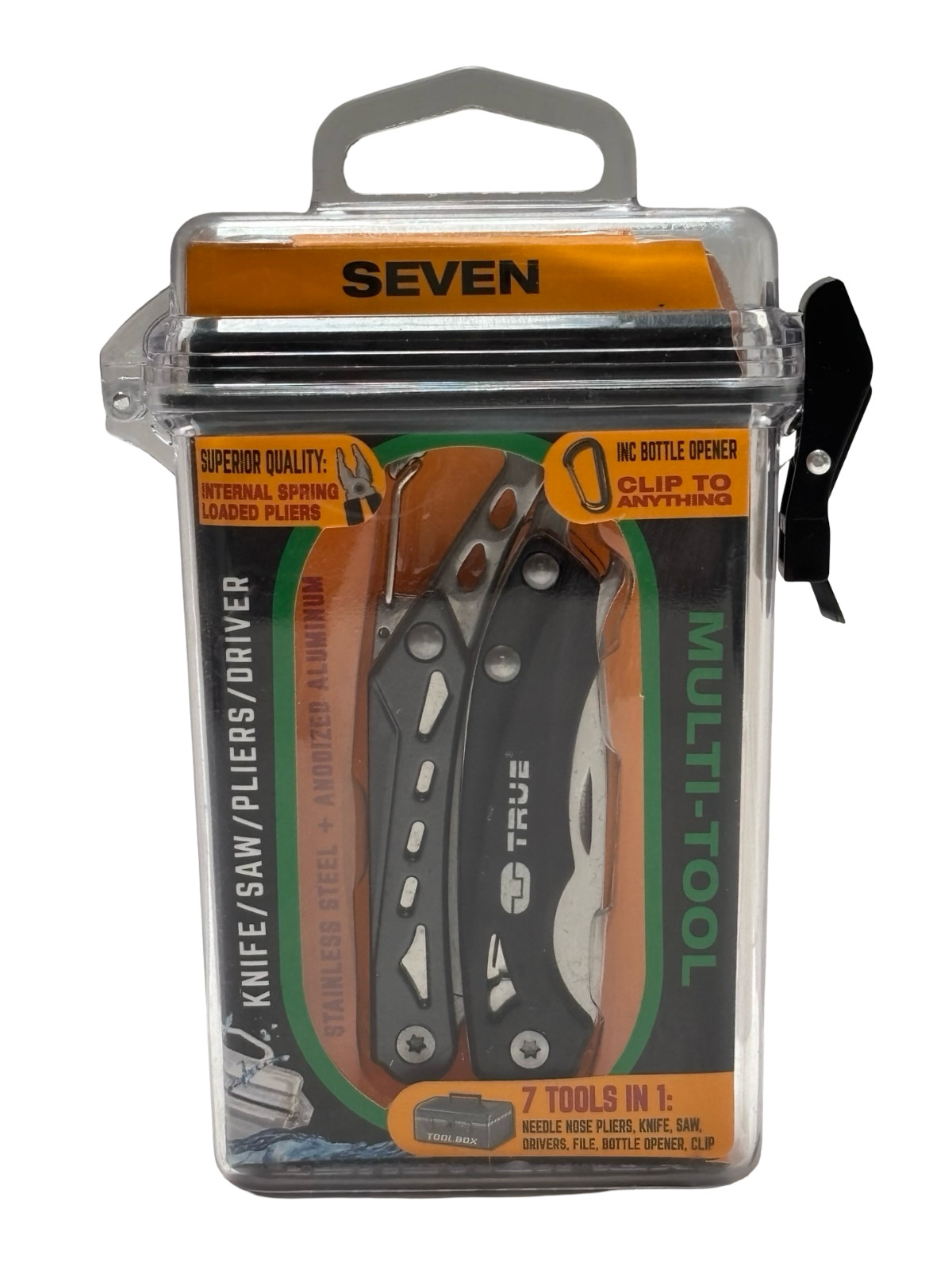 True Utility Seven Multi-Tool TU180 Knife Saw Pliers Driver Bottle Opener