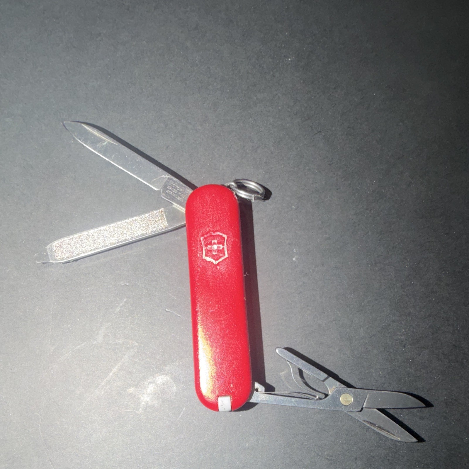 Victorinox Swiss Army Knife Red Multi-Tool Scissors Tweezers Nail File Keyring