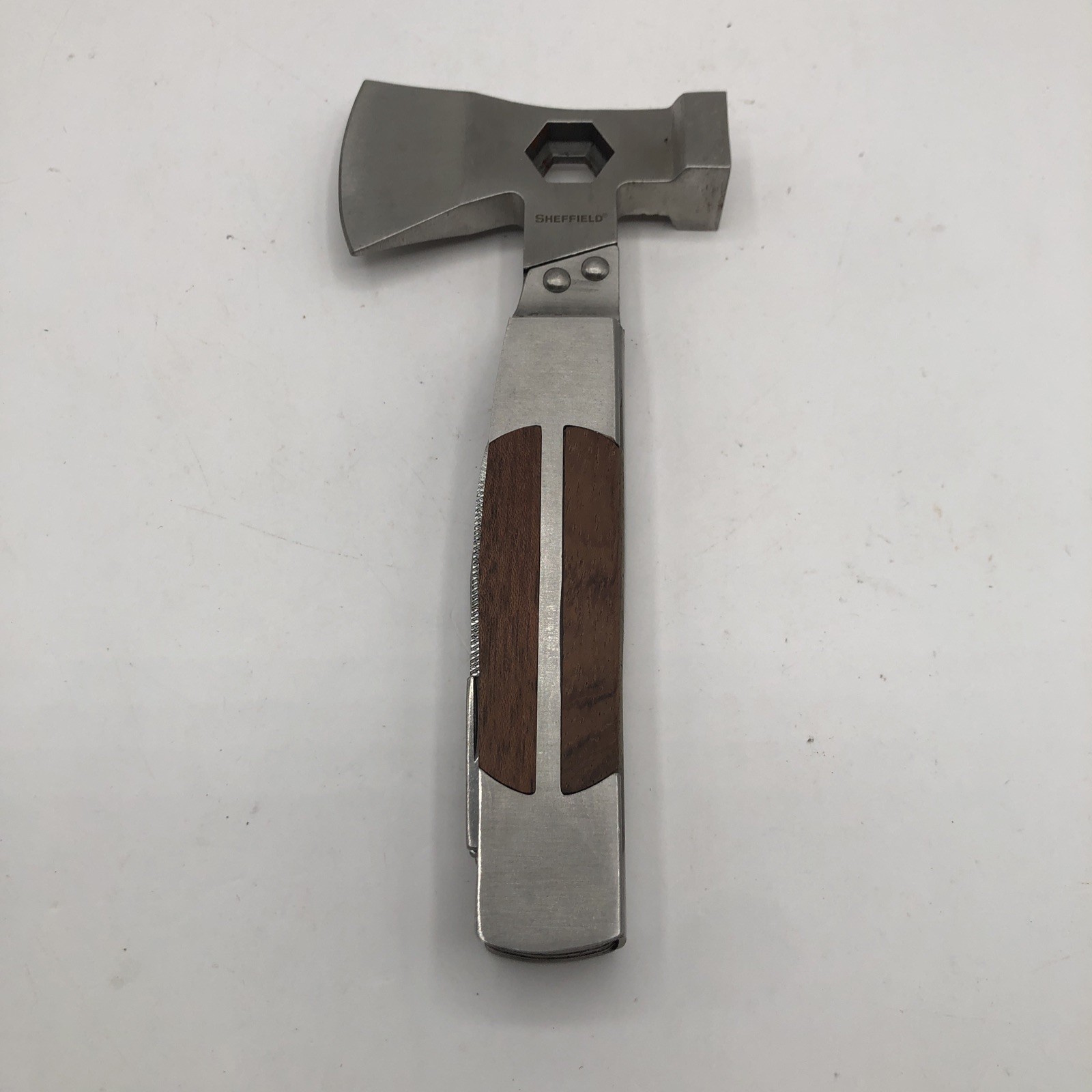 Sheffield Multi Tool Hatchet Axe Folding Knife Saw Blade Stainless with Sheath