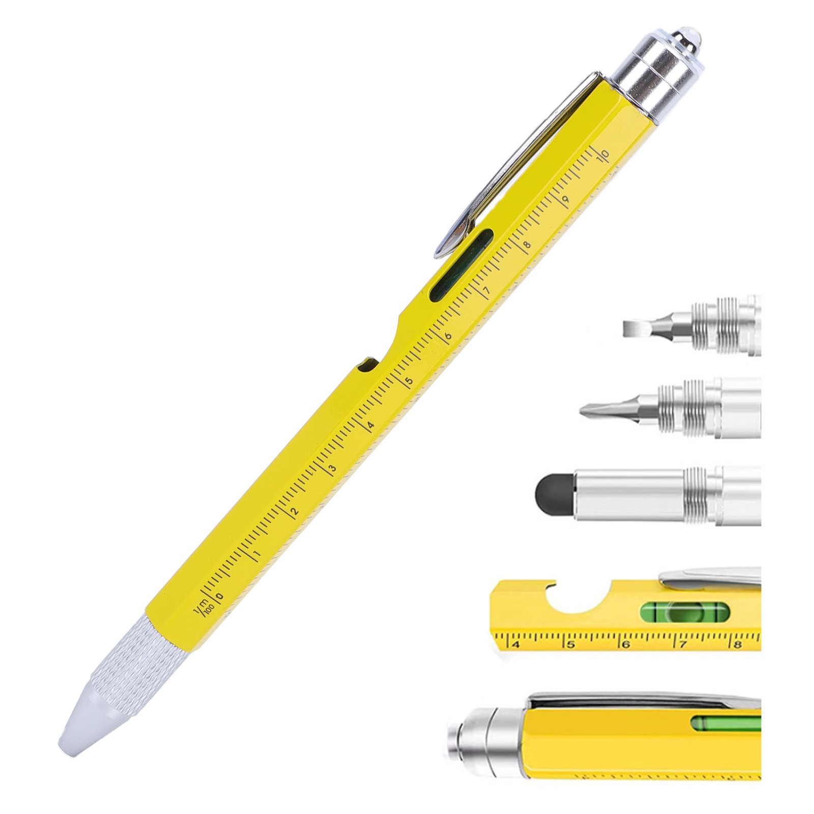 9 In 1 Multitool Pen LED Light Screwdrivers Level Ruler Bottle Opener