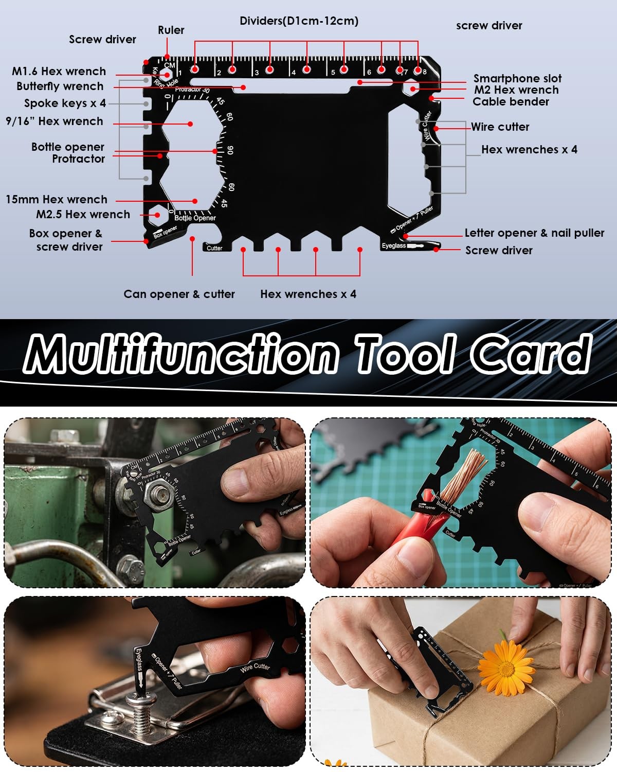 12 Pack 46 In 1 Credit Card Multitool Titaniumcoated Stainless Steel Survival Po