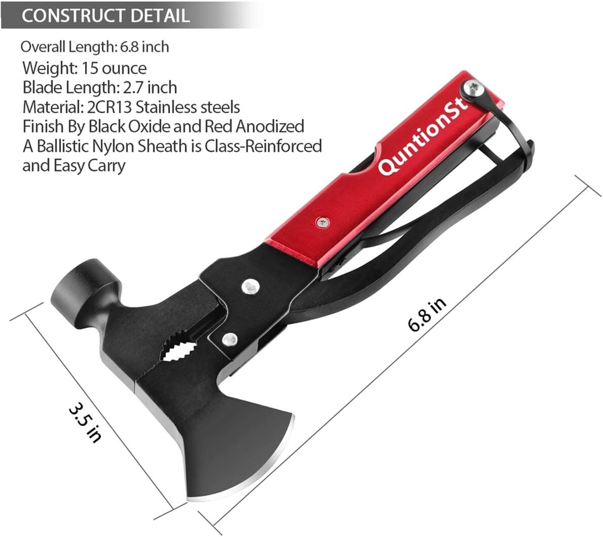 16 in 1 Camping Accessories Multitool Hatchet, Camping Tool with Axe,Hammer,Plie