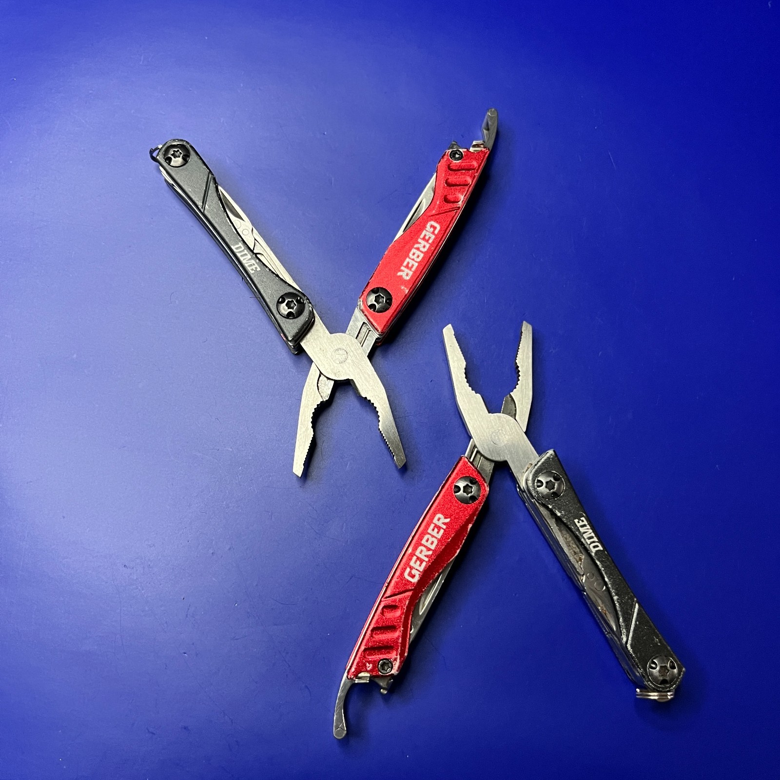 Lot of 2 Gerber Dime Multi-Tools Small Keychain Pliers Knife File Scissors