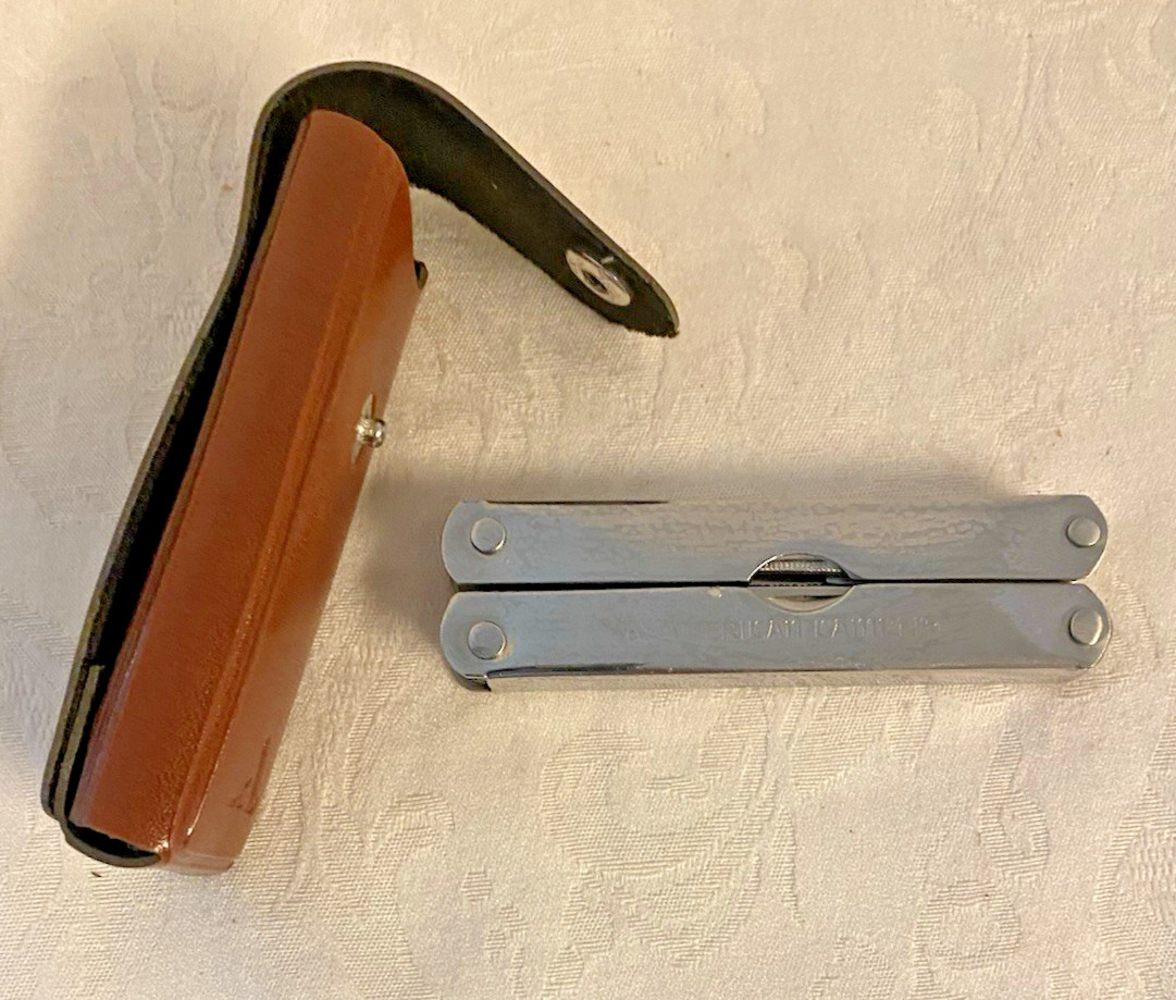 Vintage American Camper Stainless Steel MULTI TOOL Faux Leather Case Included