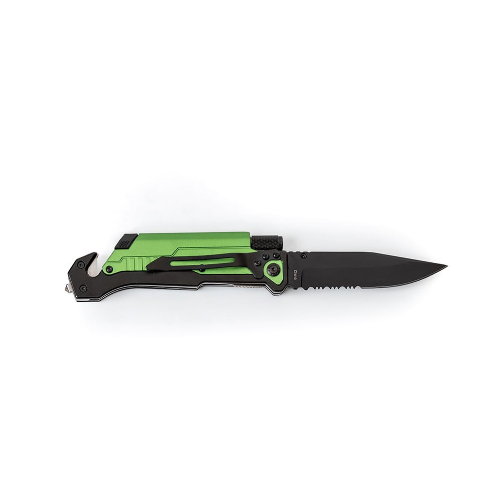 Lehman’s Travel Survival Knife Serrated Flashlight Glass Breaker Firestarter