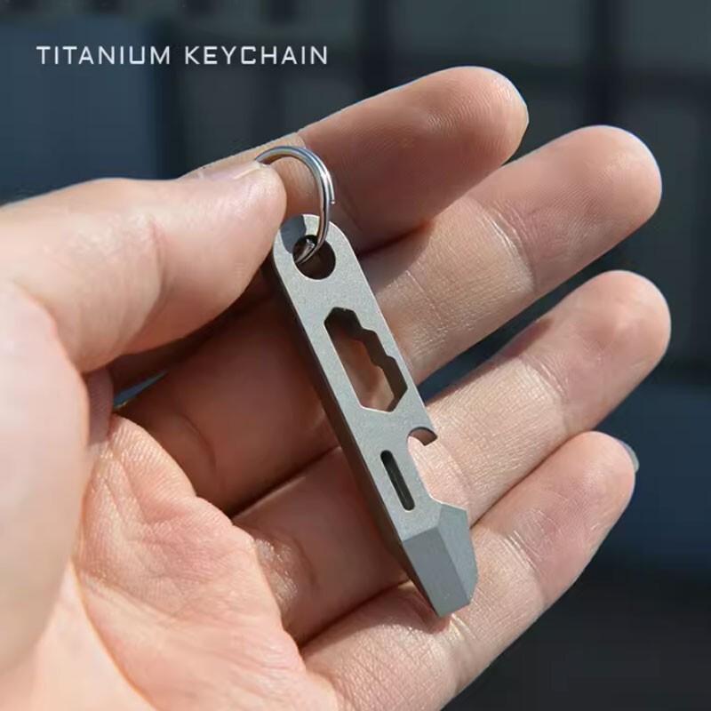 Hot Mini Titanium Alloy Keychain Pry Bar EDC Crowbar Opener Outdoor Multi Tools