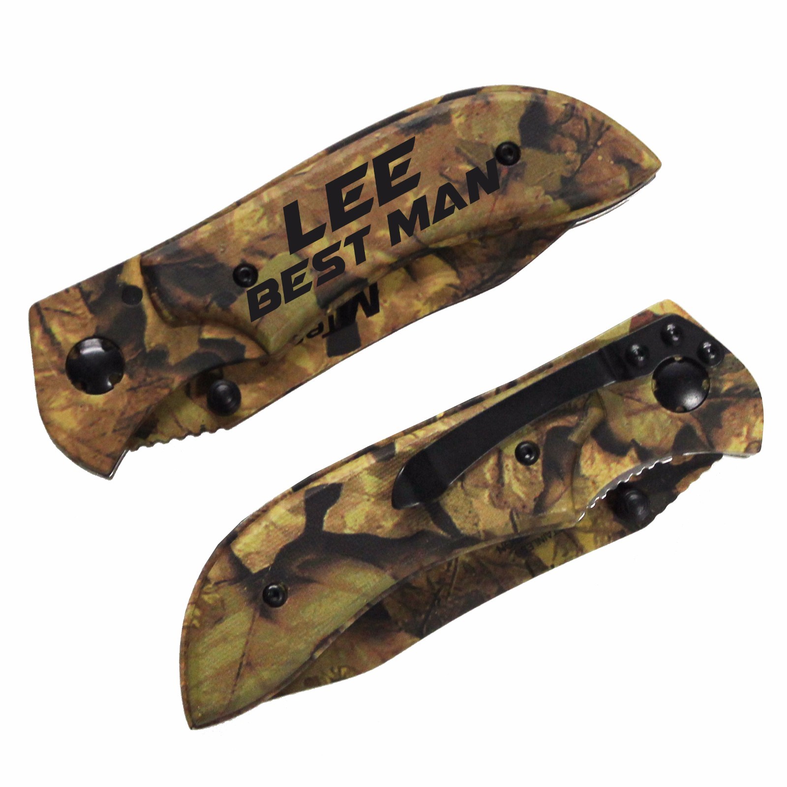 Personalized Leaf Camo Pocket Knife – Groomsmen, Bachelor, Wedding Party Gift