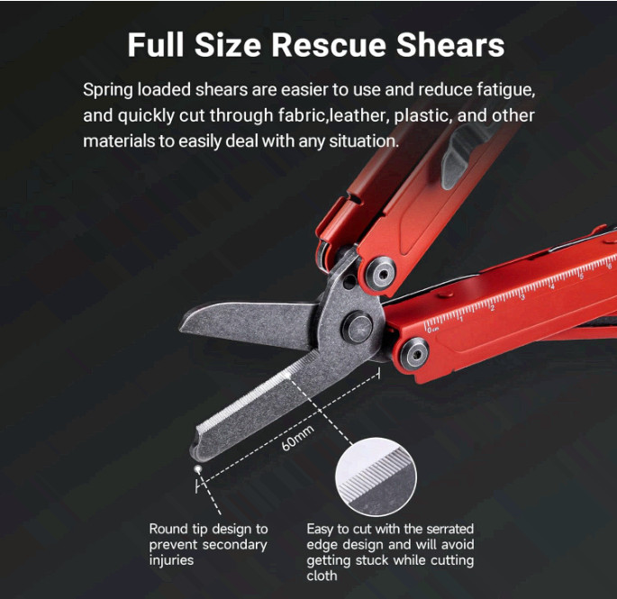 PIONEER MT20 14-in-1 Multi-Tool w/ Scissors, Pliers, Pocket Clip, Glass Breaker