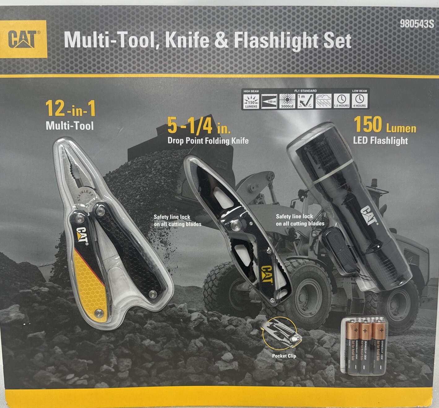 CAT, Multi-Tool, Knife & Flashlight Utility Compact Set | Camping Sports