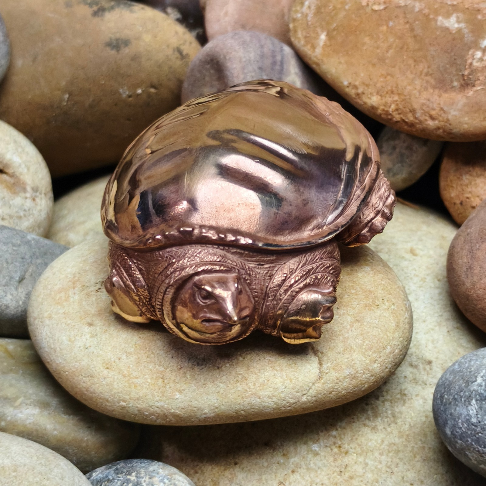Purple pure Copper Soft-shelled turtle ornament Solid Artistic handcraft statue