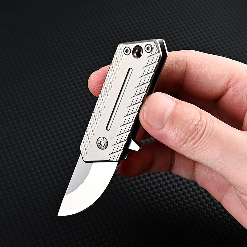 Mini Titanium Folding Knife D2 Blade Outdoor Survival Pocket Keychain EDC Tool