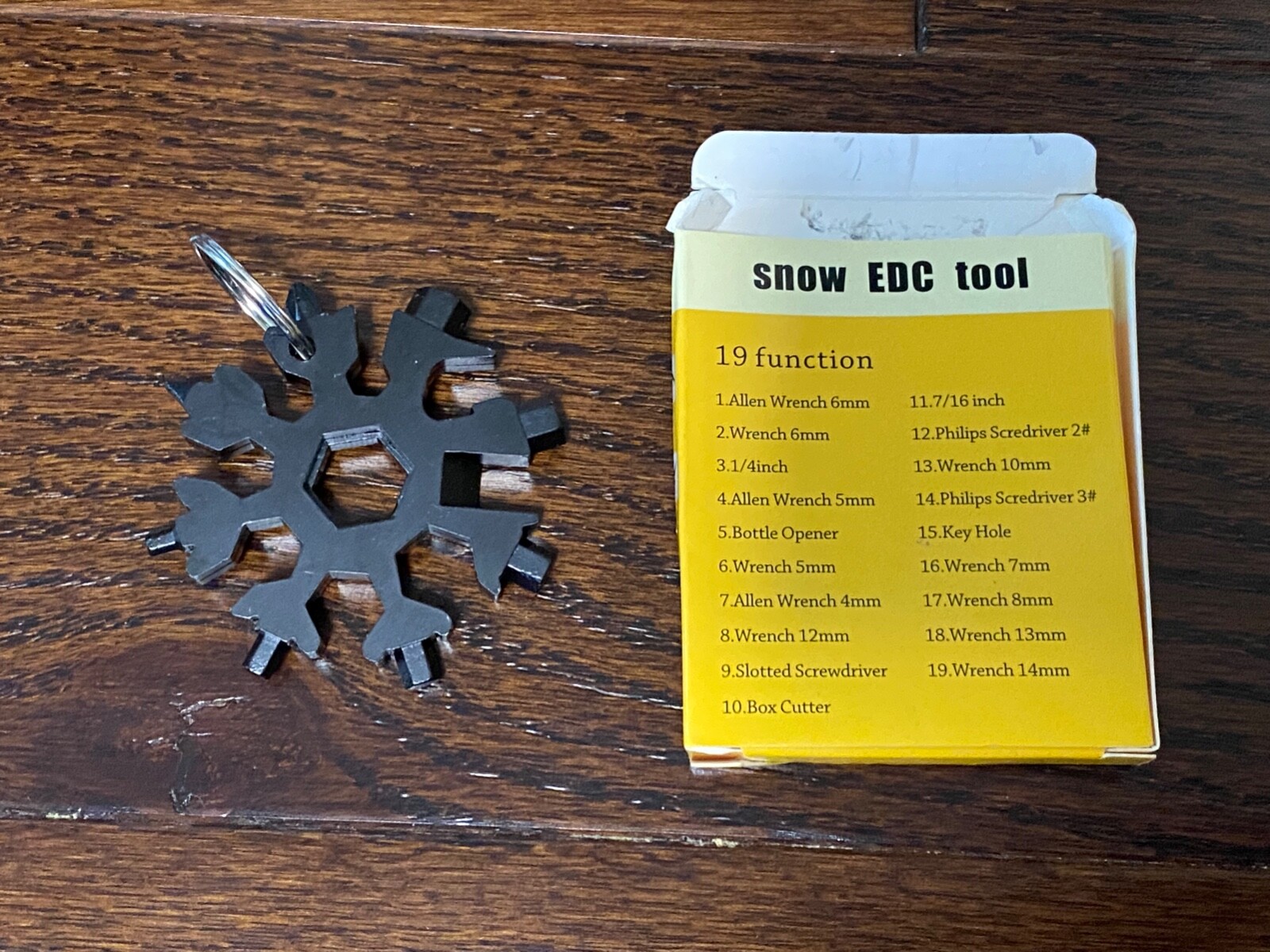 19- Multi Tool Snowflake EDC Wrench Screw & Hex Driver Black – NEW