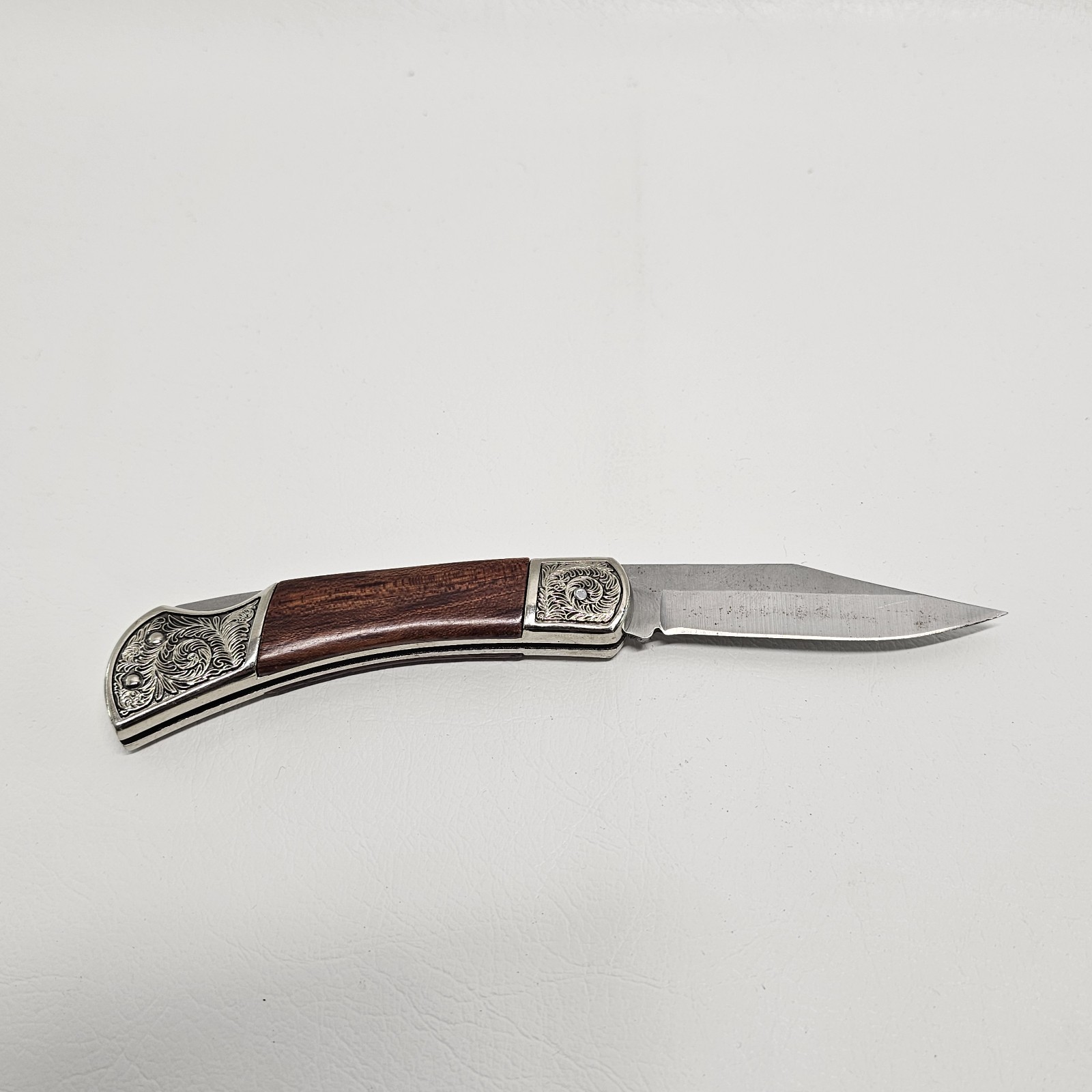 Vintage Folding Pocket Knife “Tony” Engraved Handle – Ornate Bolsters – 7″ Open