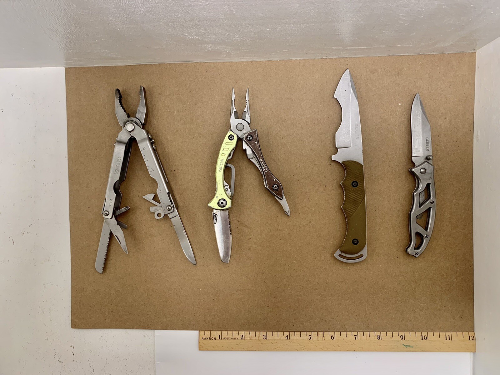 4 Gerber Knives: Blunt Nose MP400 Multi-Tool, Crucial, 7” Paraframe, 8” Fixed