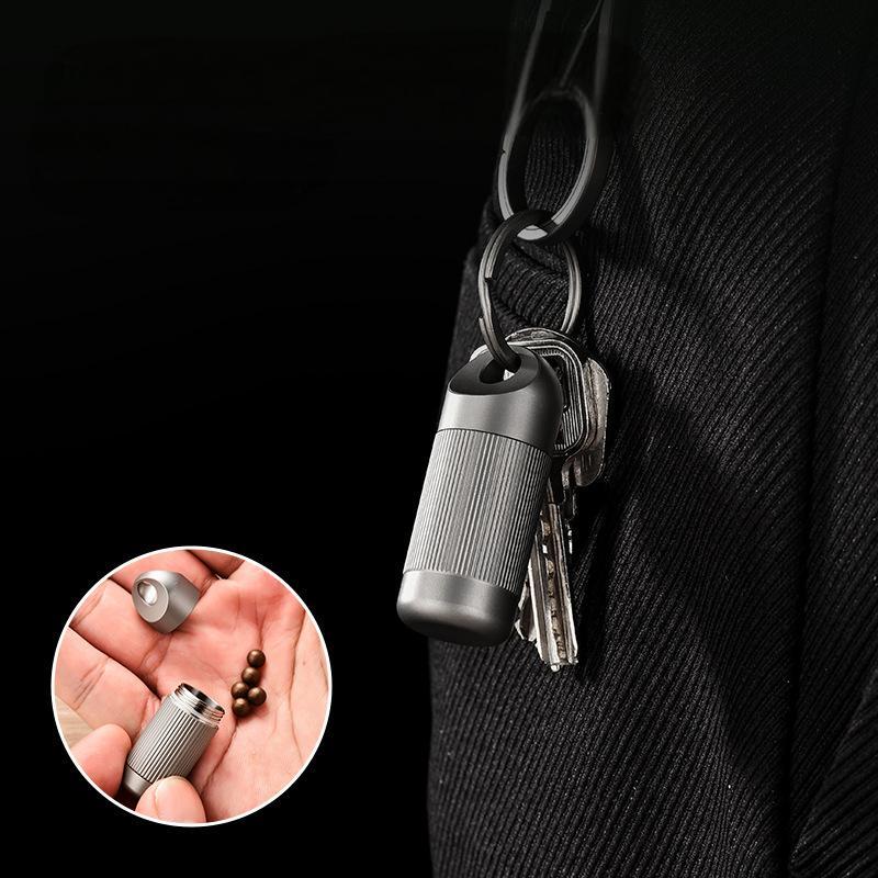 Titanium Pill Holder Case Organizer Container Waterproof Portable Keychain EDC